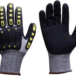 Impact Reducing, Super Grip, Cut Resistant Gloves (Green Gray Black)  Large
